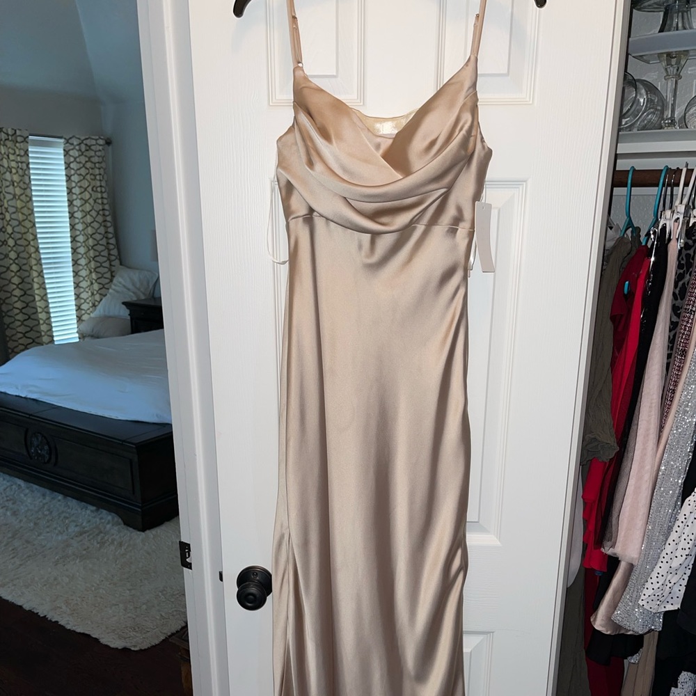 Revelry bridesmaid dress Style SKYE satin - gold champagne